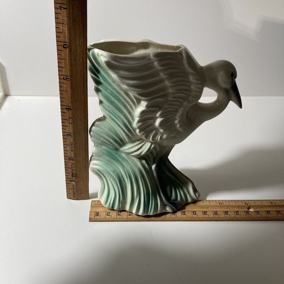 VTG Stuart McCulloch California Ceramics Swan White Flamingo Vase Figurine MCM - Picture 2 of 16